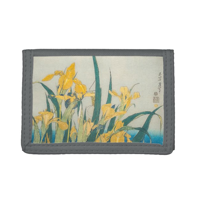 Katsushika Hokusai - Grasshopper and Iris Trifold Wallet (Front)