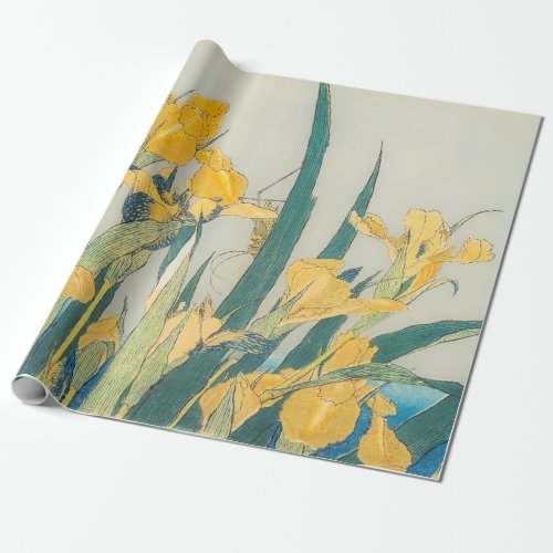 Katsushika Hokusai _ Grasshopper and Iris Wrapping Paper