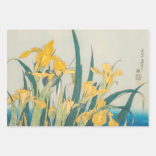 Katsushika Hokusai _ Grasshopper and Iris Wrapping Paper Sheets