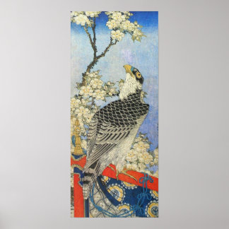 Katsushika Hokusai Hawk and Cherry Blossoms Poster