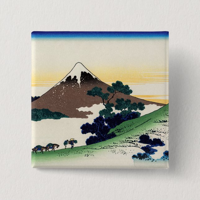 Katsushika Hokusai - Inume pass, Kai province Button (Front)