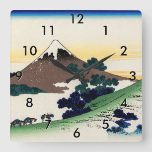 Katsushika Hokusai - Inume pass, Kai province Square Wall Clock