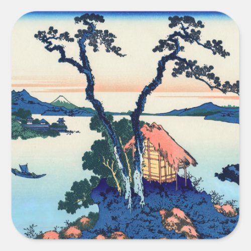 Katsushika Hokusai _ Lake Suwa in Shinano province Square Sticker