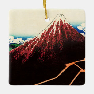 Katsushika Hokusai - Lightnings below the summit Ceramic Ornament