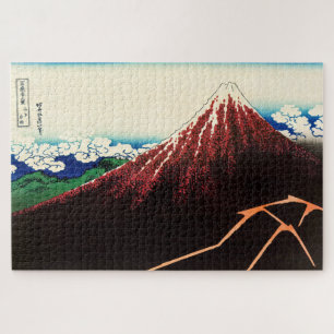 Katsushika Hokusai - Lightnings below the summit Jigsaw Puzzle