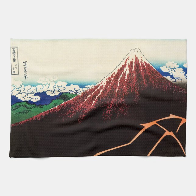 Katsushika Hokusai - Lightnings below the summit Kitchen Towel (Horizontal)