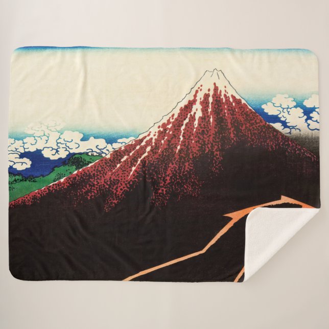Katsushika Hokusai - Lightnings below the summit Sherpa Blanket (Front (Horizontal))