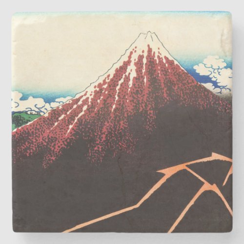 Katsushika Hokusai _ Lightnings below the summit Stone Coaster