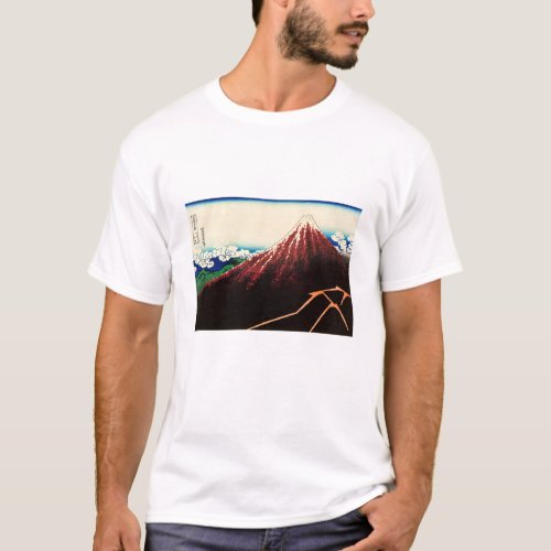 Katsushika Hokusai _ Lightnings below the summit T_Shirt