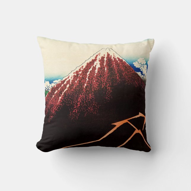 Katsushika Hokusai - Lightnings below the summit Throw Pillow (Front)