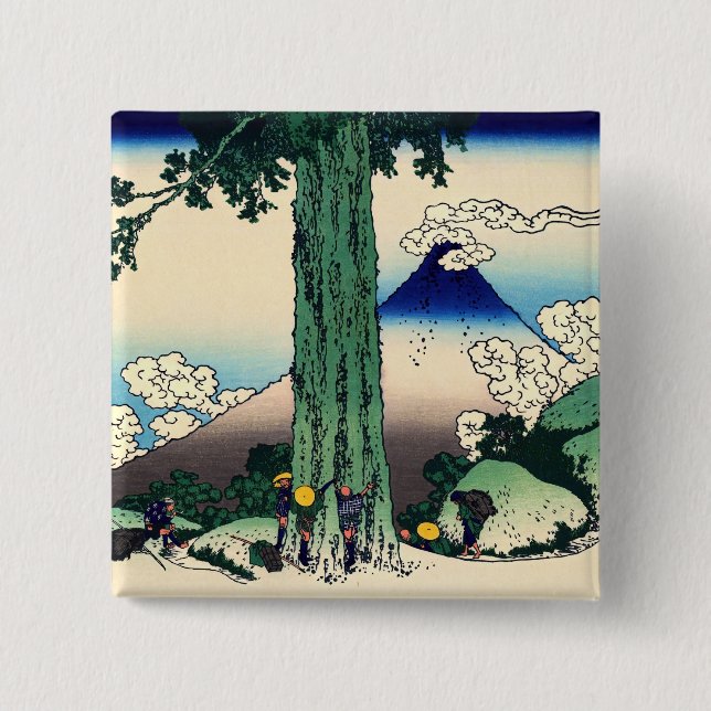 Katsushika Hokusai - Mishima Pass in Kai Province Button (Front)