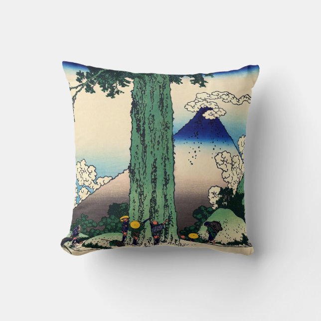 Katsushika Hokusai - Mishima Pass in Kai Province Throw Pillow (Front)