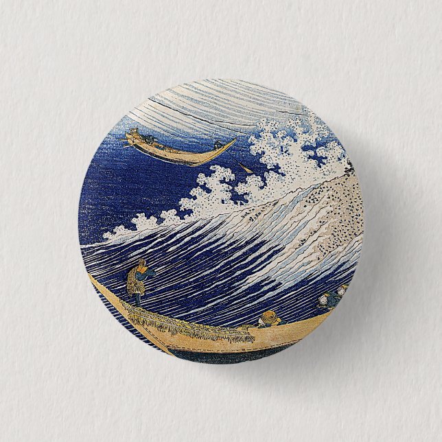 Katsushika Hokusai.  Ocean waves  Button (Front)