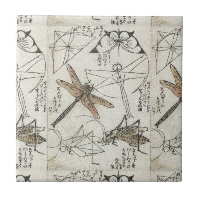 Katsushika Hokusai’s Insects Ceramic Tile (Front)