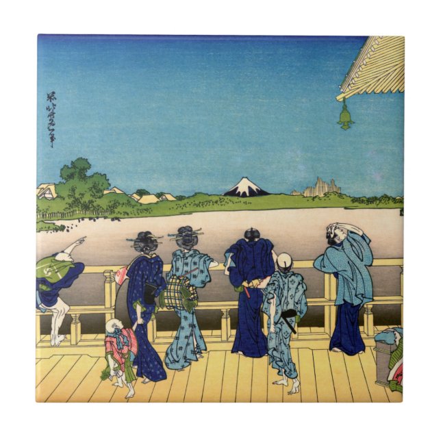 Katsushika Hokusai - Sazai hall, Temple 500 Rakan Ceramic Tile (Front)