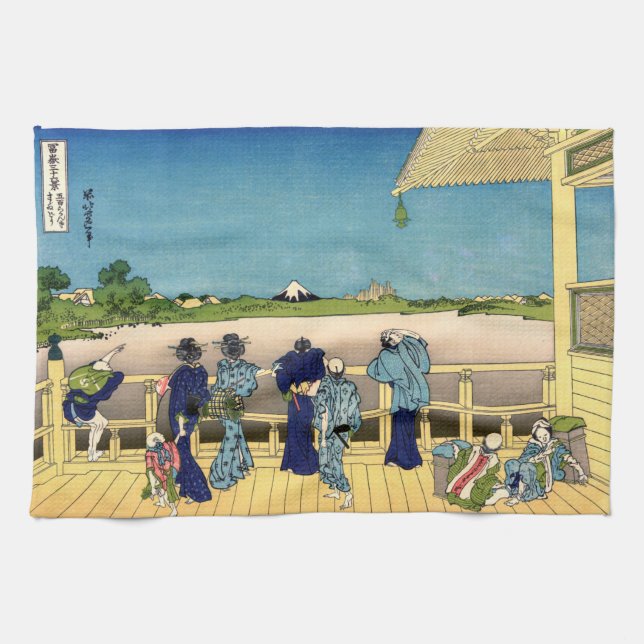 Katsushika Hokusai - Sazai hall, Temple 500 Rakan Kitchen Towel (Horizontal)
