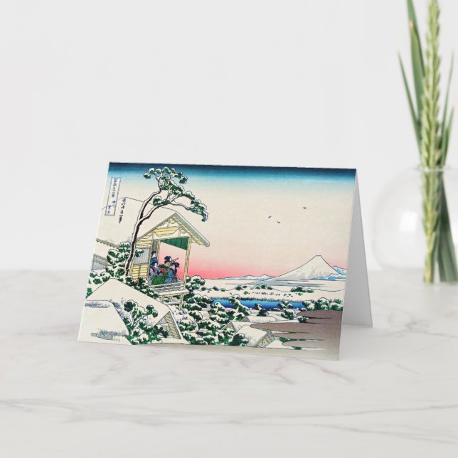 Katsushika Hokusai - Tea house at Koishikawa Card (Front)