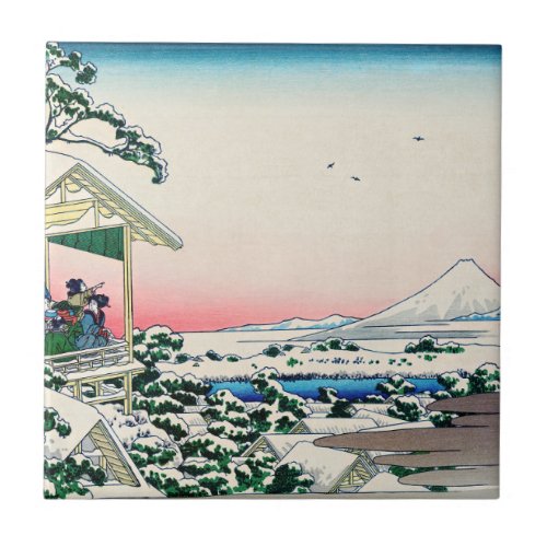 Katsushika Hokusai _ Tea house at Koishikawa Ceramic Tile