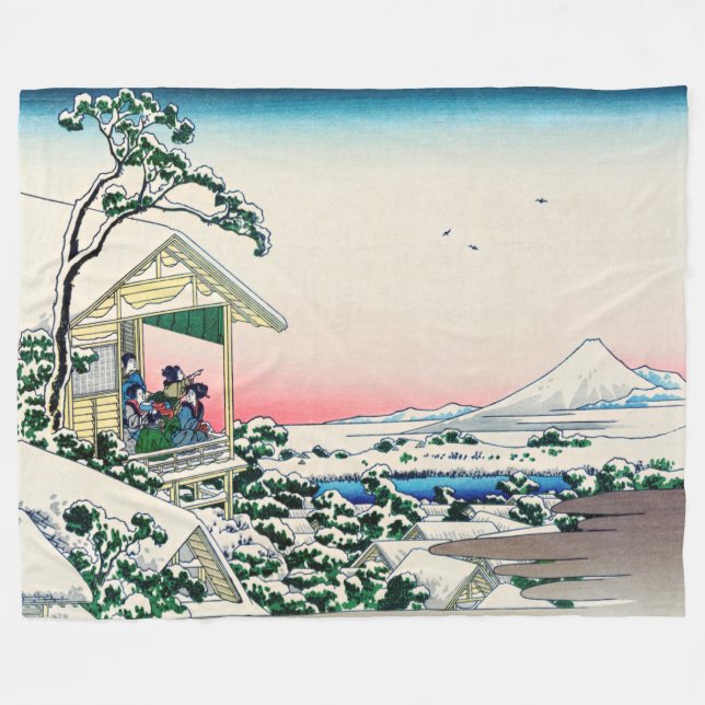 Katsushika Hokusai - Tea house at Koishikawa Fleece Blanket (Front (Horizontal))