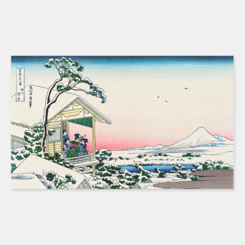 Katsushika Hokusai _ Tea house at Koishikawa Rectangular Sticker