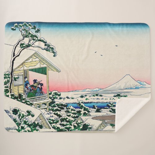 Katsushika Hokusai _ Tea house at Koishikawa Sherpa Blanket