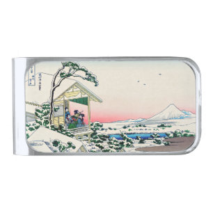 Katsushika Hokusai - Tea house at Koishikawa Silver Finish Money Clip