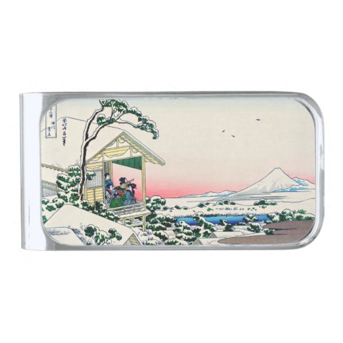 Katsushika Hokusai _ Tea house at Koishikawa Silver Finish Money Clip