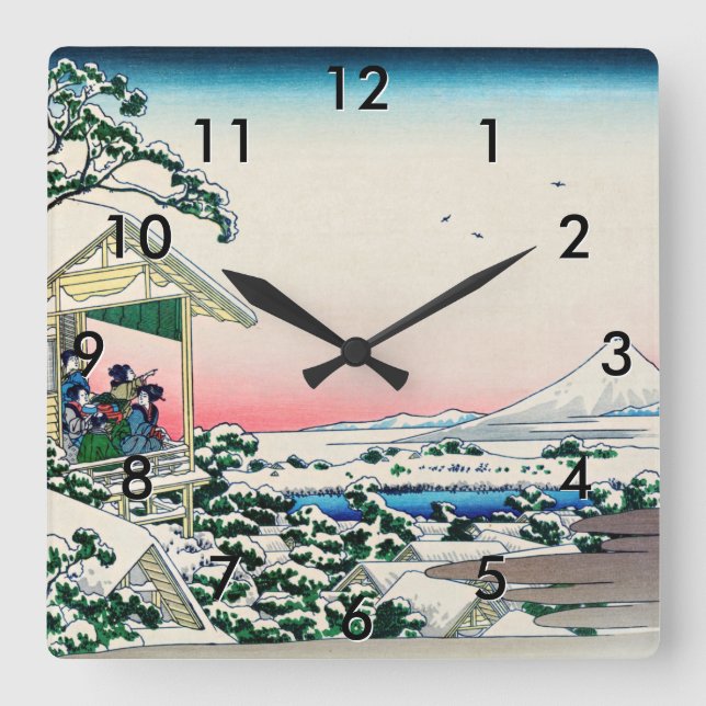 Katsushika Hokusai - Tea house at Koishikawa Square Wall Clock (Front)