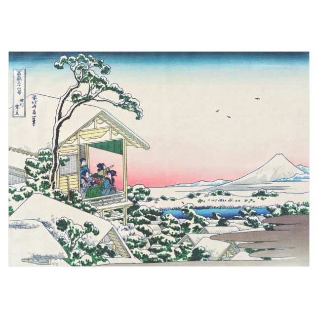 Katsushika Hokusai - Tea house at Koishikawa Tablecloth (Front (Horizontal))