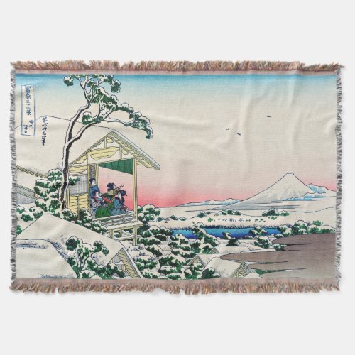 Katsushika Hokusai _ Tea house at Koishikawa Throw Blanket