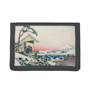Katsushika Hokusai - Tea house at Koishikawa Tri-fold Wallet