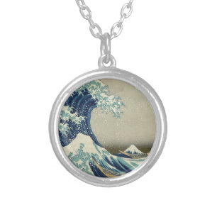 Katsushika Hokusai: The Great Wave at Kanagawa Silver Plated Necklace