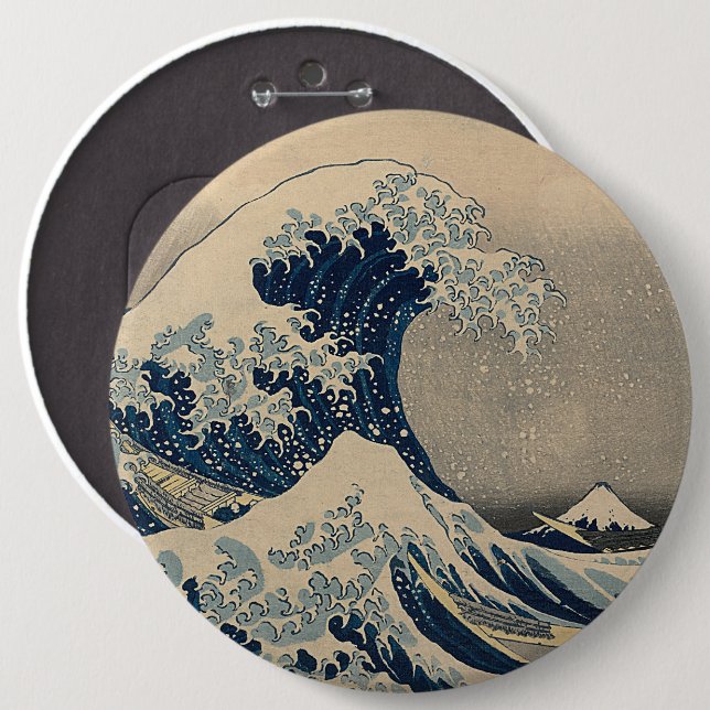Katsushika Hokusai. The Great Wave off Kanagawa    Button (Front & Back)