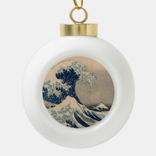 Katsushika Hokusai. The Great Wave off Kanagawa Ceramic Ball Christmas Ornament