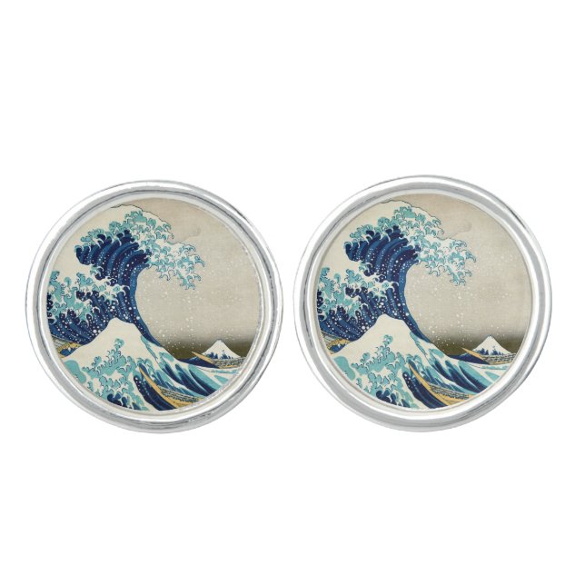 Katsushika Hokusai - The Great Wave off Kanagawa Cufflinks (Front)