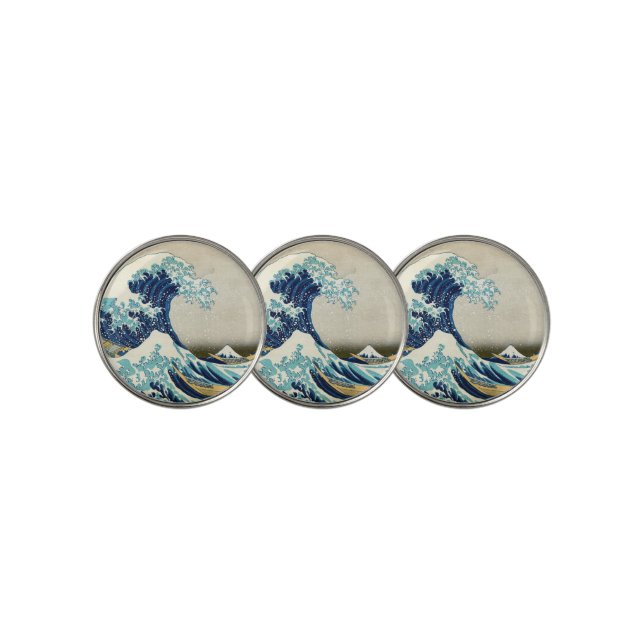 Katsushika Hokusai - The Great Wave off Kanagawa Golf Ball Marker (3 Up)