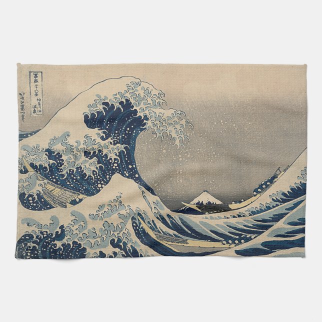 Katsushika Hokusai. The Great Wave off Kanagawa  Kitchen Towel (Horizontal)