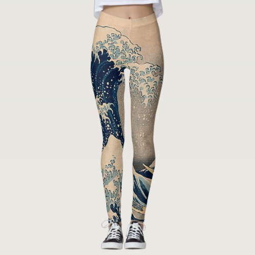 Katsushika Hokusai The Great Wave off Kanagawa   Leggings