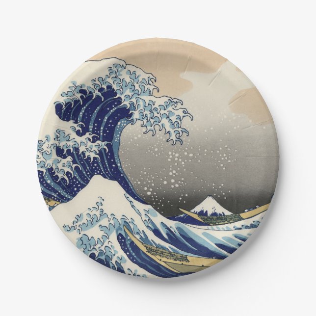 KATSUSHIKA HOKUSAI - The great wave off Kanagawa Paper Plates (Front)