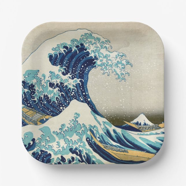Katsushika Hokusai - The Great Wave off Kanagawa Paper Plates (Front)