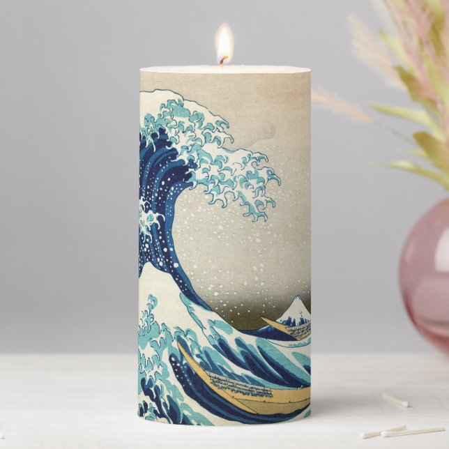 Katsushika Hokusai - The Great Wave off Kanagawa Pillar Candle (In Situ)