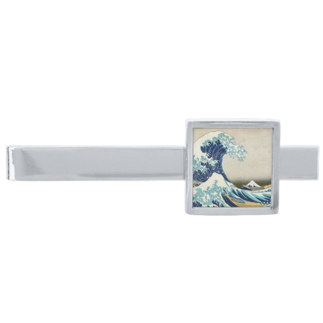 Katsushika Hokusai - The Great Wave off Kanagawa Silver Finish Tie Bar (Front)