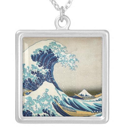 Katsushika Hokusai _ The Great Wave off Kanagawa Silver Plated Necklace