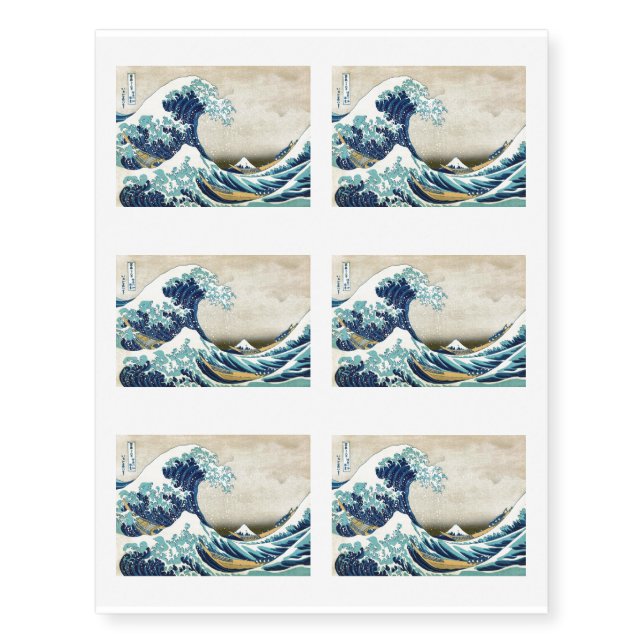 Katsushika Hokusai - The Great Wave off Kanagawa Temporary Tattoos (Front)