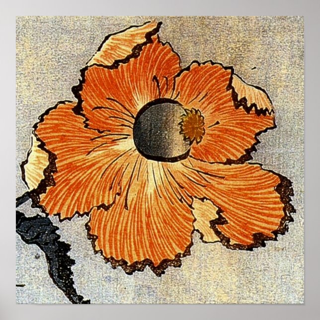 Katsushika Hokusai Ukiyo-e Woodcut Print - Poppies (Front)