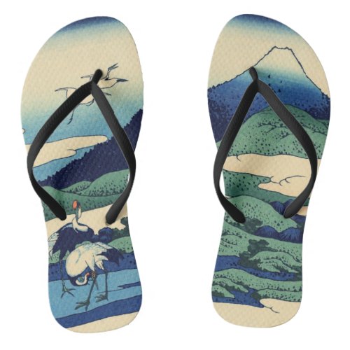 Katsushika Hokusai _ Umegawa in Sagami province Flip Flops