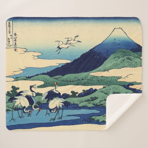 Katsushika Hokusai _ Umegawa in Sagami province Sherpa Blanket