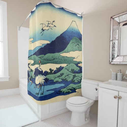 Katsushika Hokusai _ Umegawa in Sagami province  Shower Curtain