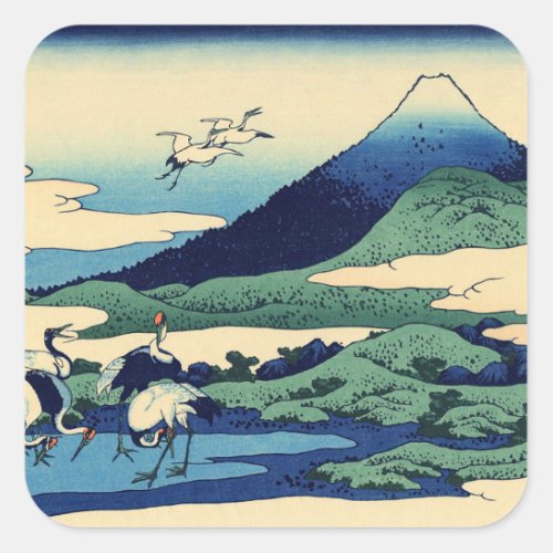 Katsushika Hokusai _ Umegawa in Sagami province Square Sticker