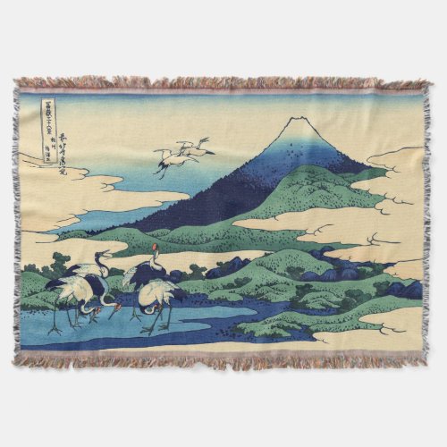 Katsushika Hokusai _ Umegawa in Sagami province Throw Blanket